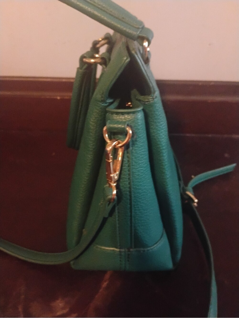 Steve Madden Green Faux Leather Structured Satchel Crossbody Bag - Picture 2 of 6